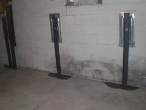 Anchors with c-channels installed in basement