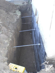 ground dug out with wall anchors installed